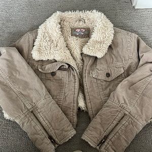Fur lined corduroy jacket